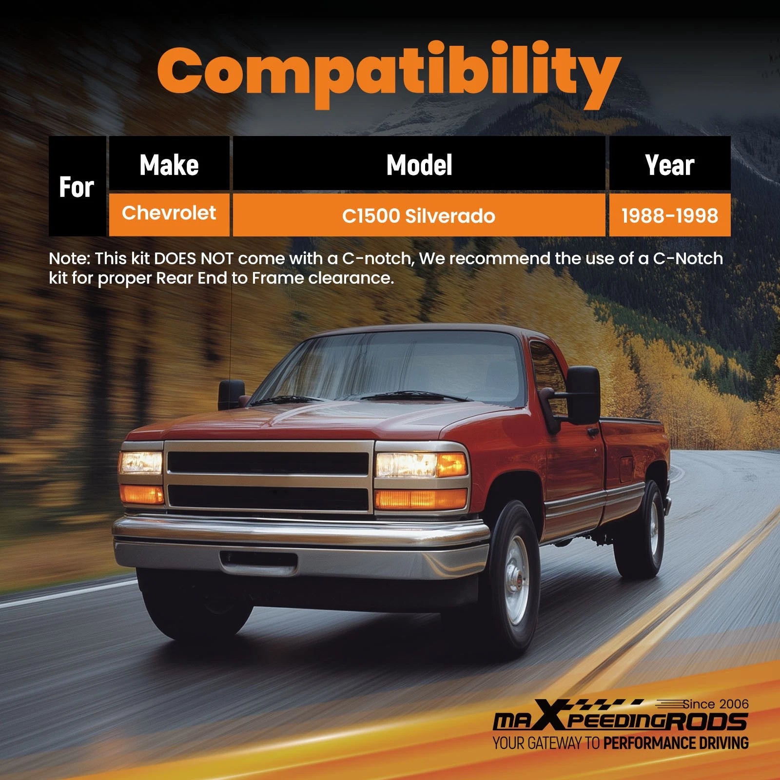6" Flip Axle Kit for Chevrolet C1500 Silverado (1988–1998)