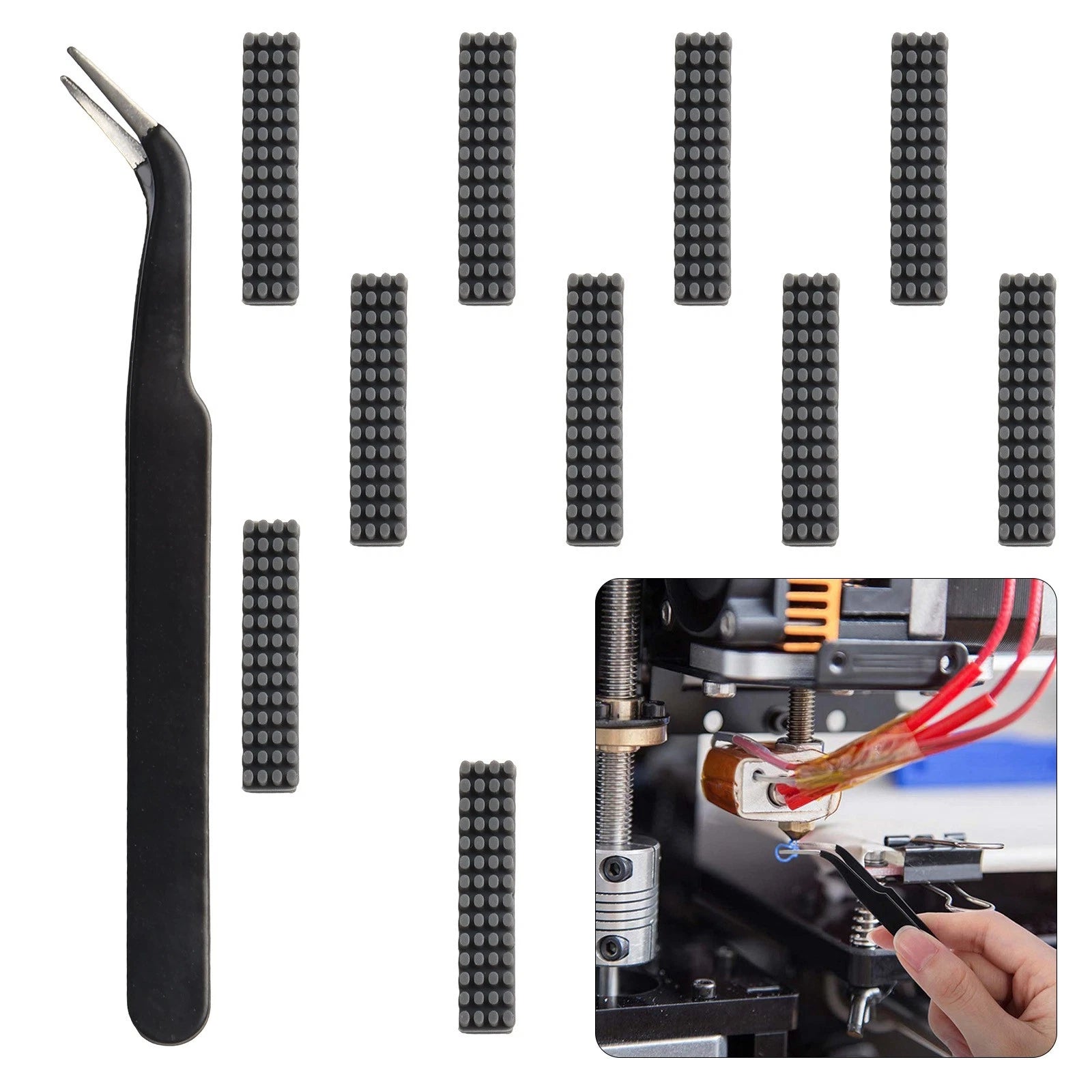 10 PC Silicone Brush Kit and Tweezer Set for Automotive Maintenance