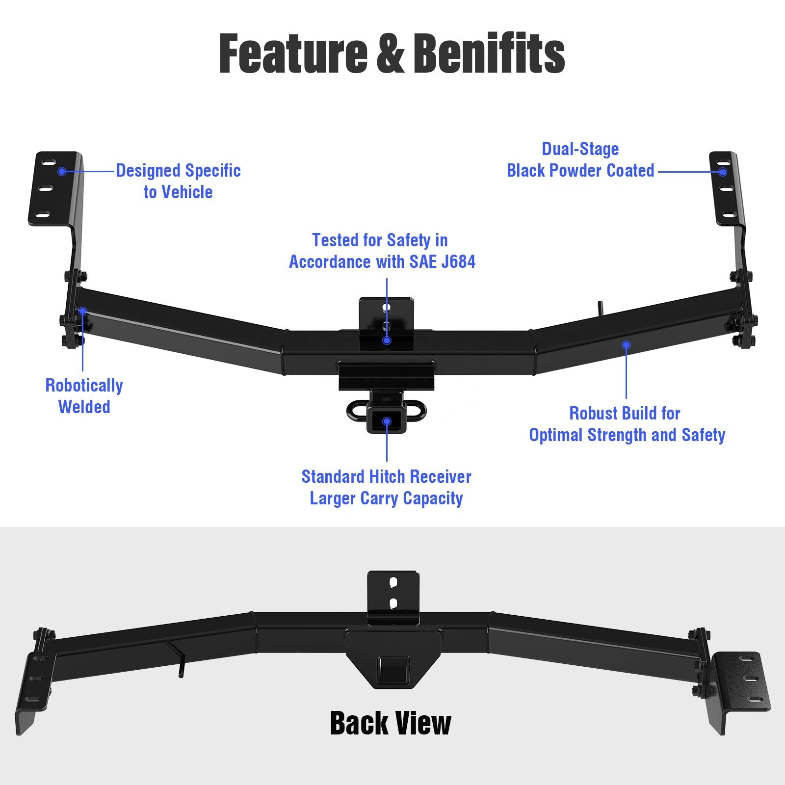 2 Inch Trailer Towing Hitch for Honda Ridgeline (2006-2014)