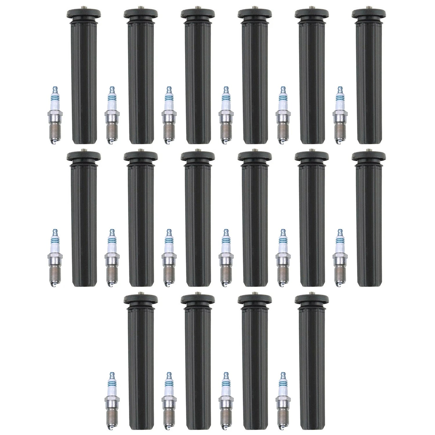 Set of 16 Denso Iridium Power Spark Plugs & Coil Boots for Aspen Durango (2007–2009)