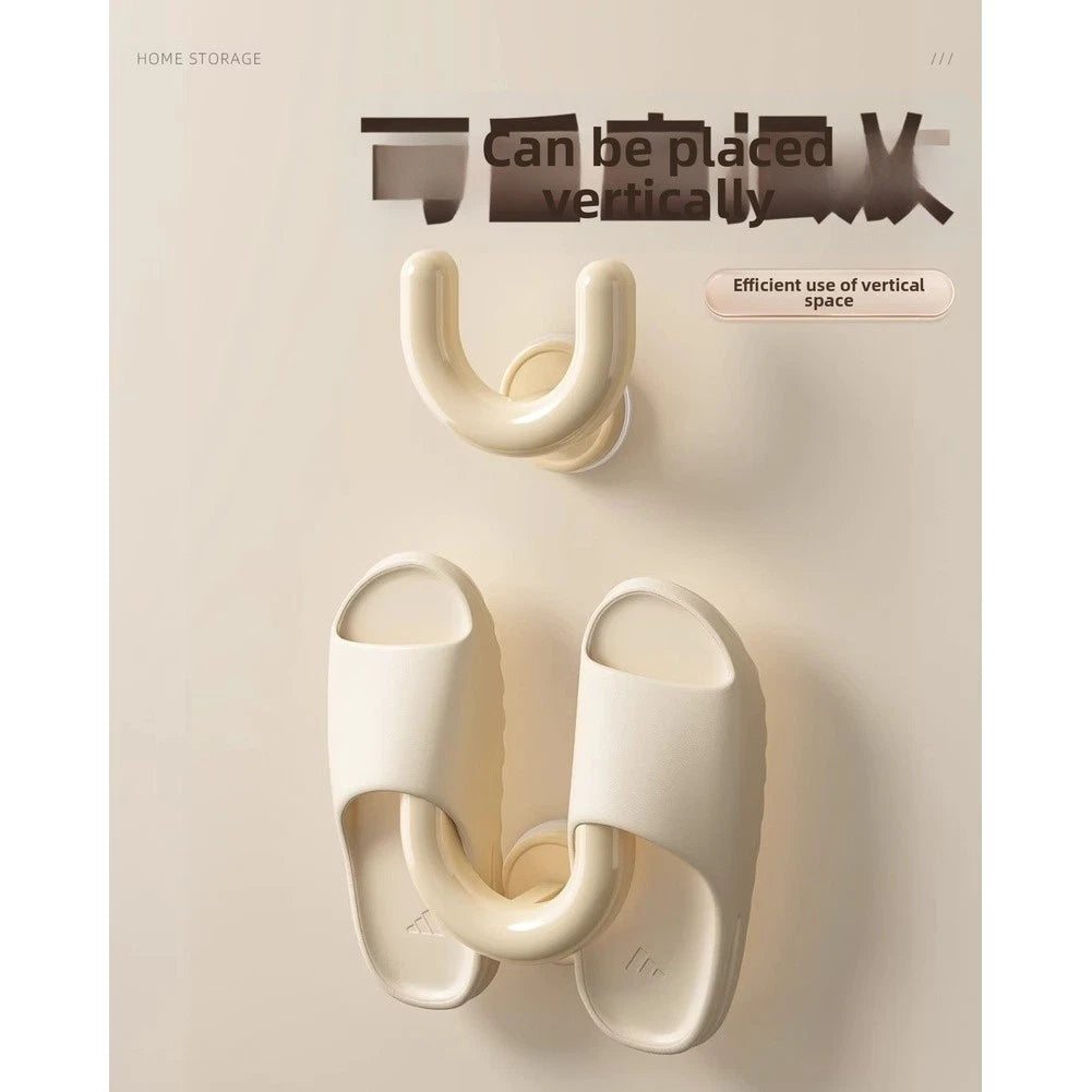 U Shaped Wall Mounted Slipper Rack with Slide Lock Mechanism