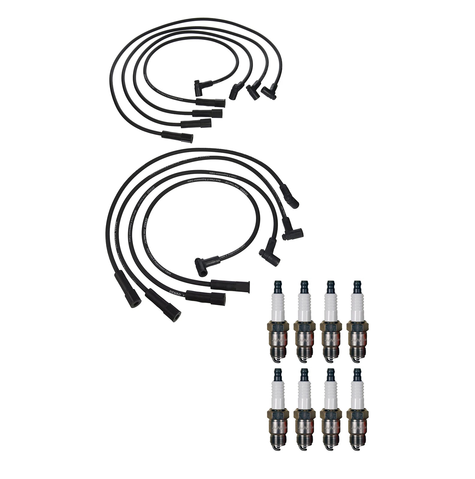 Denso 8mm Wire Set & 8 U-Groove Spark Plugs Kit for Buick Chevy GMC V8