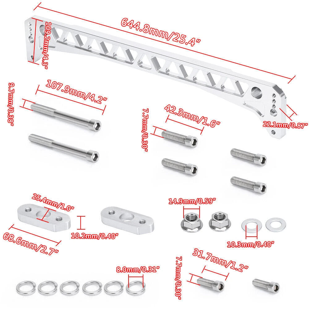 Silver Billet Rear Lower Control Arm + Subframe Brace for Honda Civic EK (1996–2000)