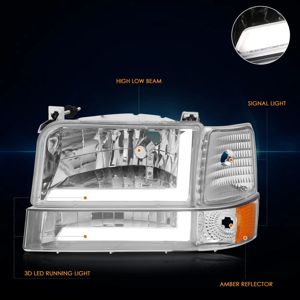 LED Sequential Black/Amber Bumper Turn Signal Lights for Express Savana (2003–2023)