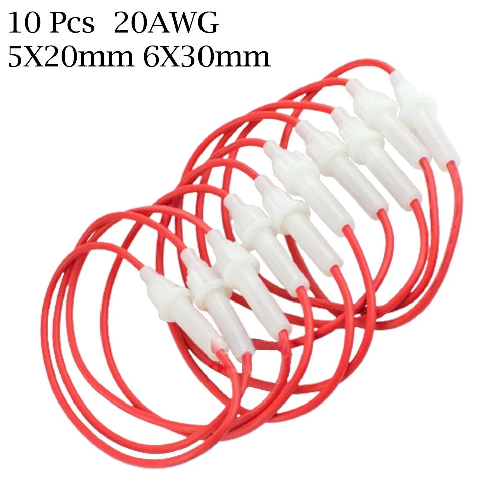 Set of 10 Fuse Holders for AGC Industrial Glass Fuse 0.5A-30A