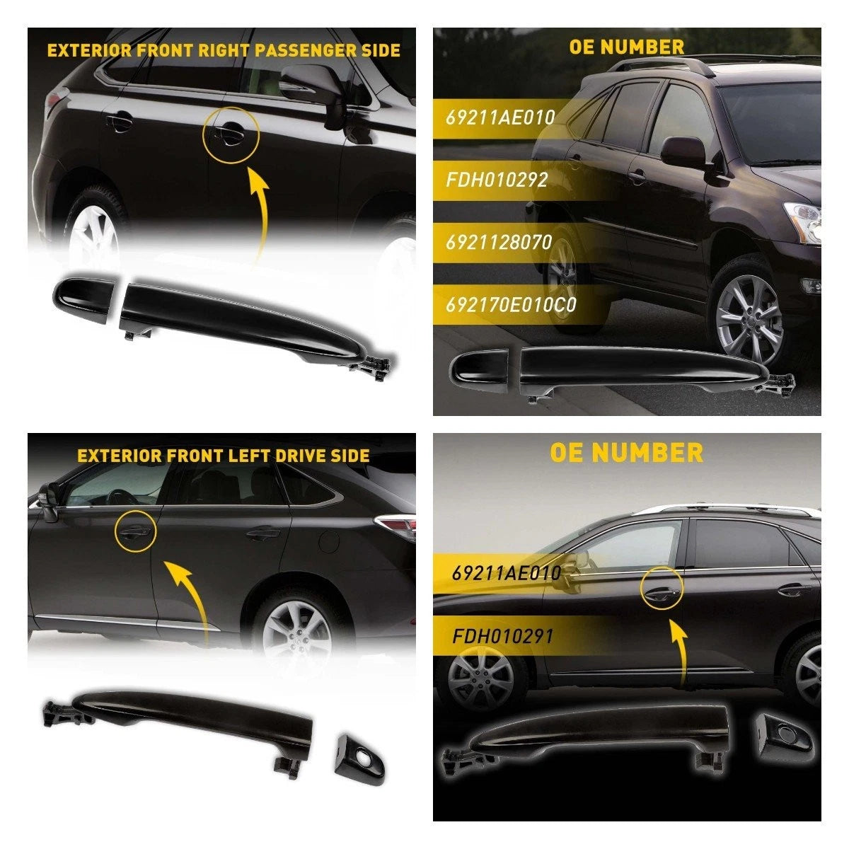Set of 2 Front Door Exterior Handles for Toyota 4Runner Camry (2003–2011)