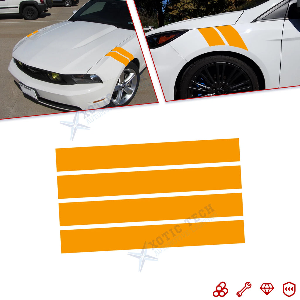 Racing Rally Stripes Vinyl Decal for Yellow Roll Front Hood Fender (2016–2017)