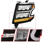 LED Crystal Headlight Black Clear Lens for 2015–2020 Chevrolet Tahoe