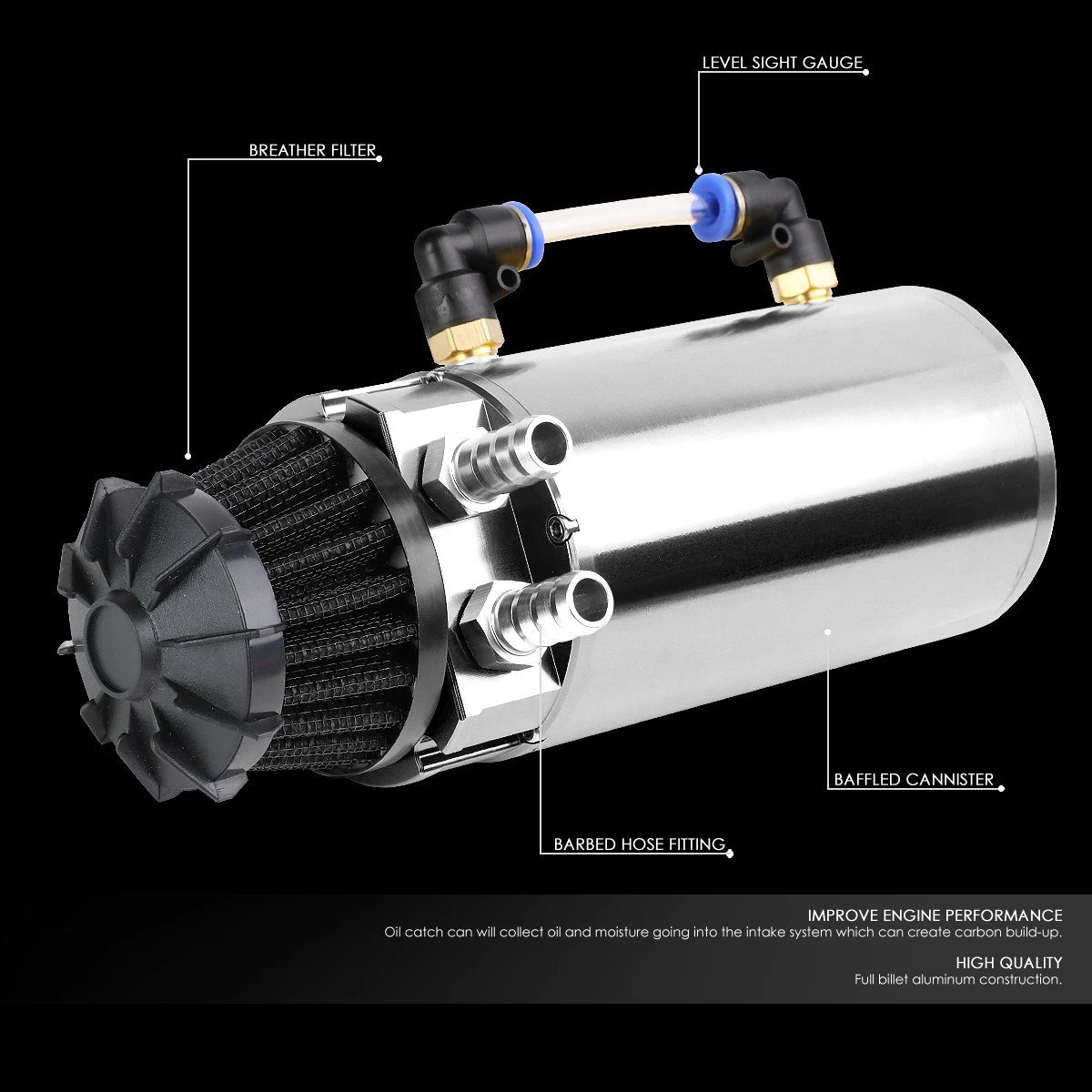 Oil Reservoir Catch Tank Can with Breather Filter for Universal Applications