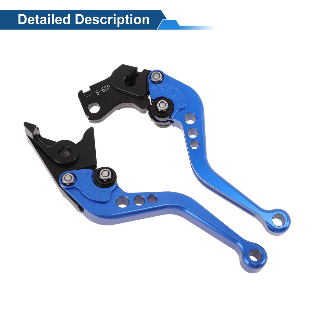 Adjustable Short Brake Clutch Levers Set of 2 for Suzuki SV650 (1999–2010) Solid Blue