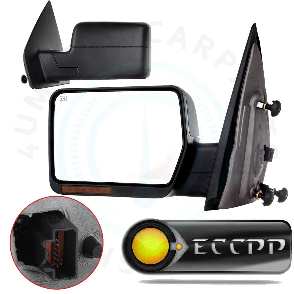 Set of 2 Power Heated Turn Signal Tow Mirrors for Ford F-150 (2004–2016)