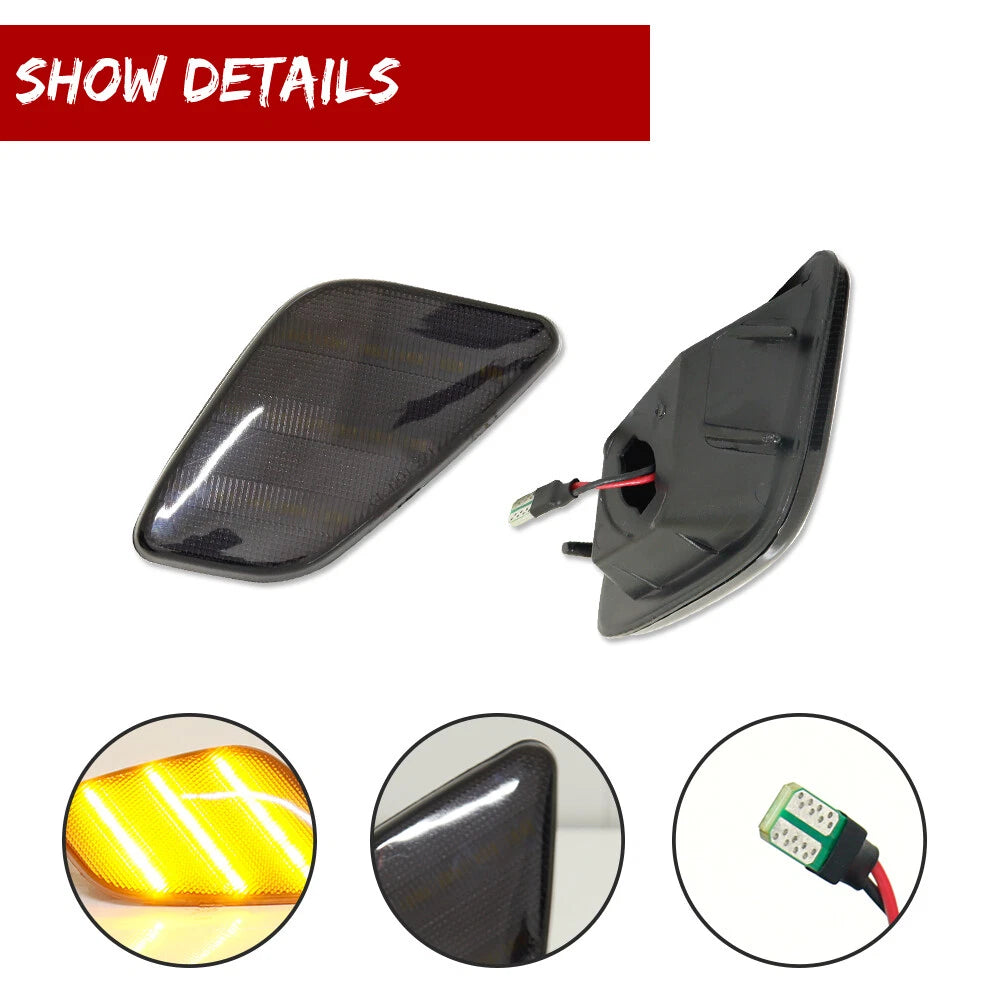 Set of 2 Smoked Amber LED Side Marker Lights for Jeep Wrangler (97–06)
