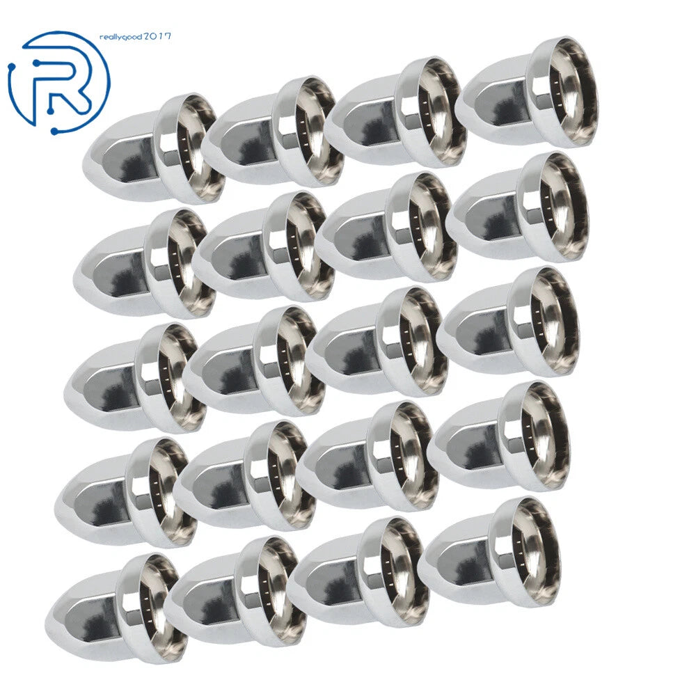 Set of 20 Lug Nut Covers for Semi Truck (Chrome, 33mm)