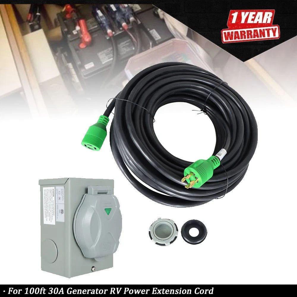 30Amp Generator Power Cord for L14-30P to L14-30R (100FT)