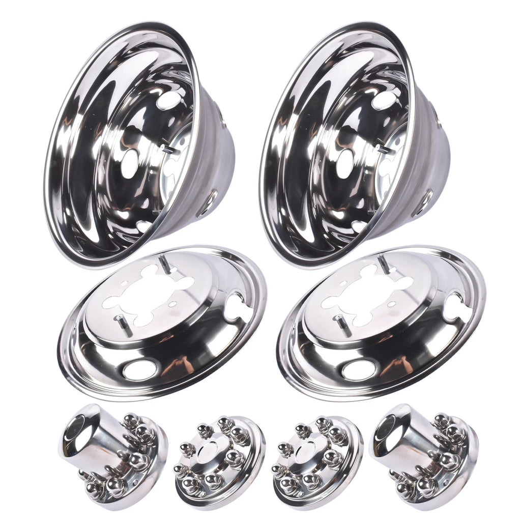 Set of 4 Stainless Steel Dual Wheel Simulator Covers for Dodge Ram 3500 (2003–2018)