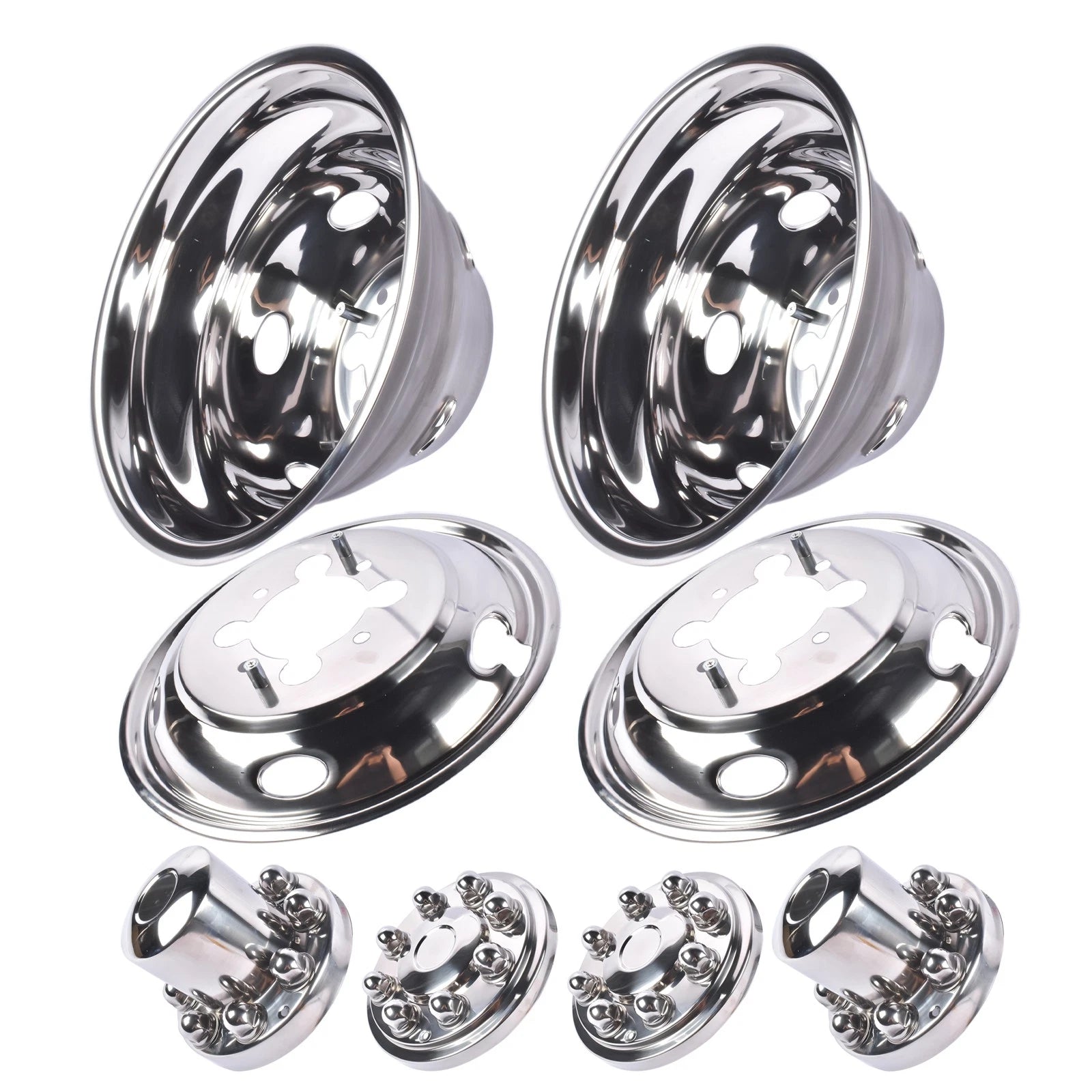 Set of 4 Stainless Steel Dual Wheel Simulator Covers for Dodge Ram 3500 (2003–2018)