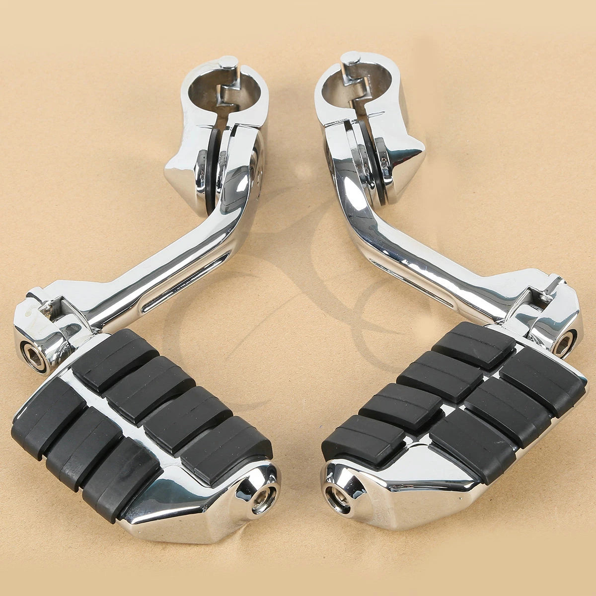Chrome Long Highway Foot Pegs for Harley Road King, Street Glide