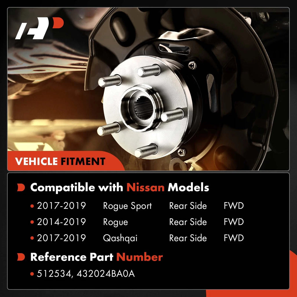 Rear Wheel Hub & Bearing Assembly for Nissan Rogue (2014–2020)