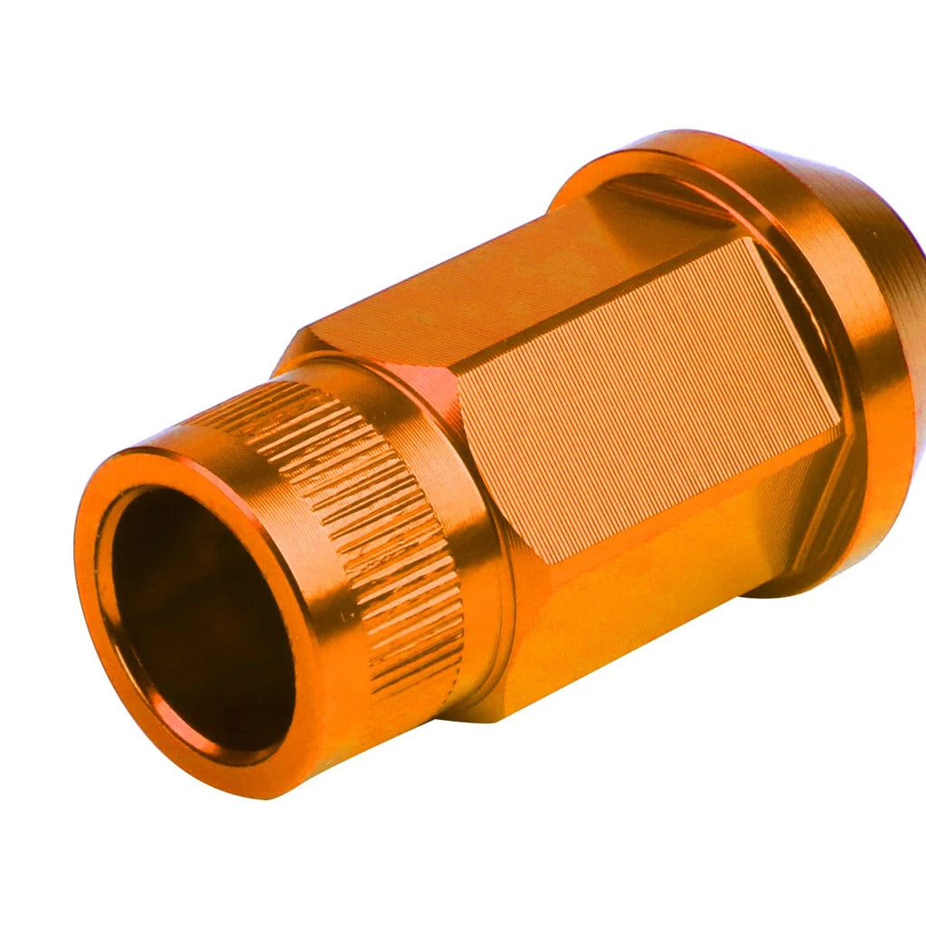 Set of 4 Open End M12x1.25 44mm Tall Orange Aluminum Lug Nuts for JDM Rims