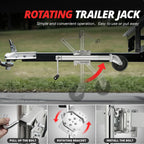 Side Mount Trailer Jack w/Wheel for Universal Fit (1200lbs, 22.4in-33.6in)