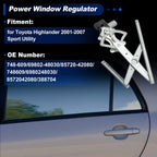 Power Window Regulator for Toyota Highlander (2001–2007) No. 748-609