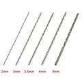 Set of 10 Extra Long Drill Bits 2mm-5mm for Aluminum