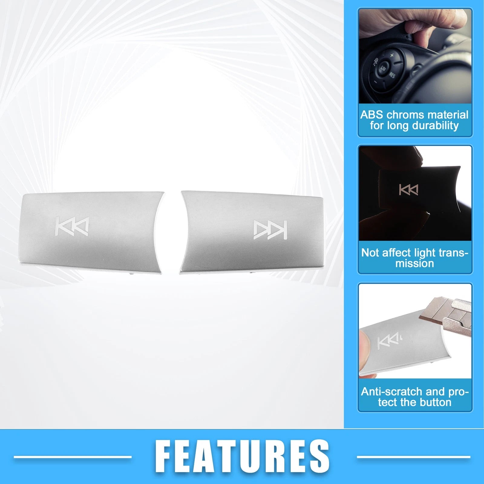 Set of 2 Multimedia Radio Button Cover Stickers for Mercedes-Benz 