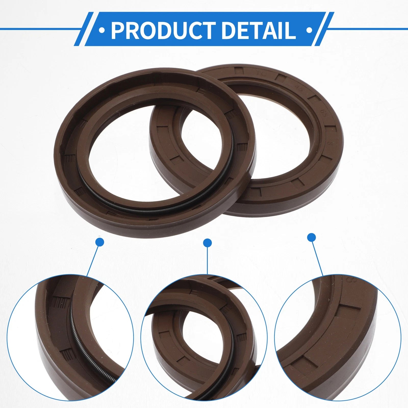 Set of 2 Oil Seal Rotary Shaft Seal FKM Rubber 45x65x8mm