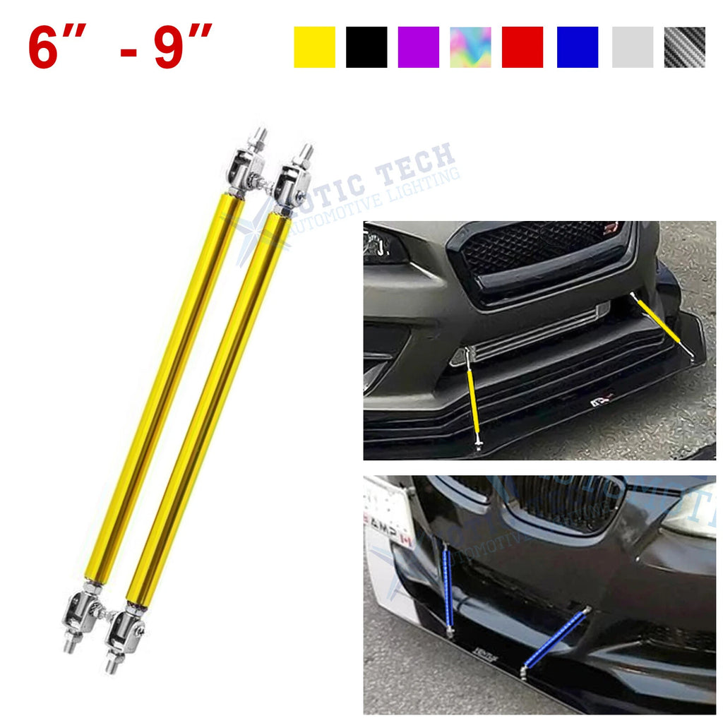 JDM Style Front Bumper Lip Strut Rod Tie Support Bars for 6–9" (2020–2024)