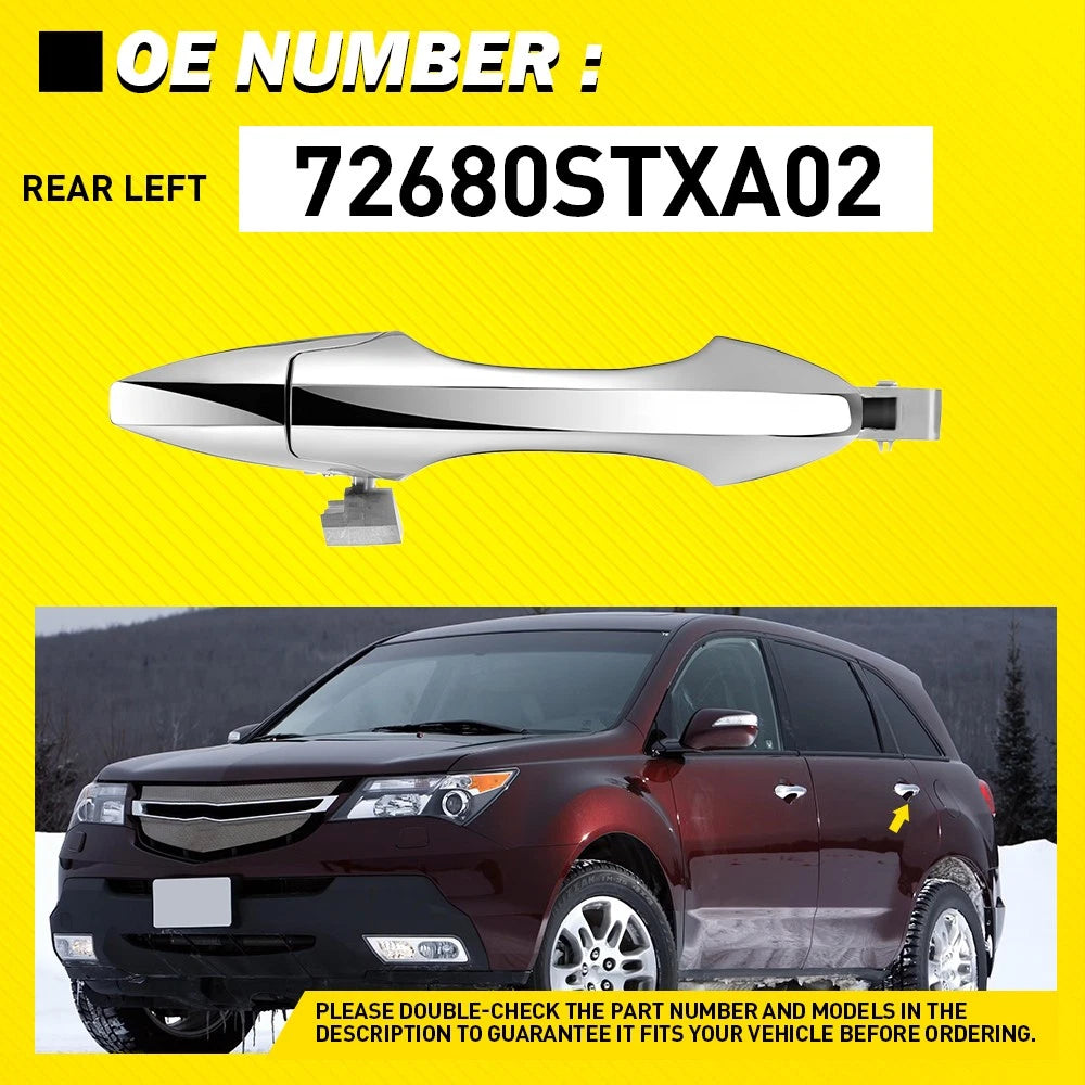 Rear Driver Side Exterior Door Handle for Acura MDX (2007â2013) Chrome