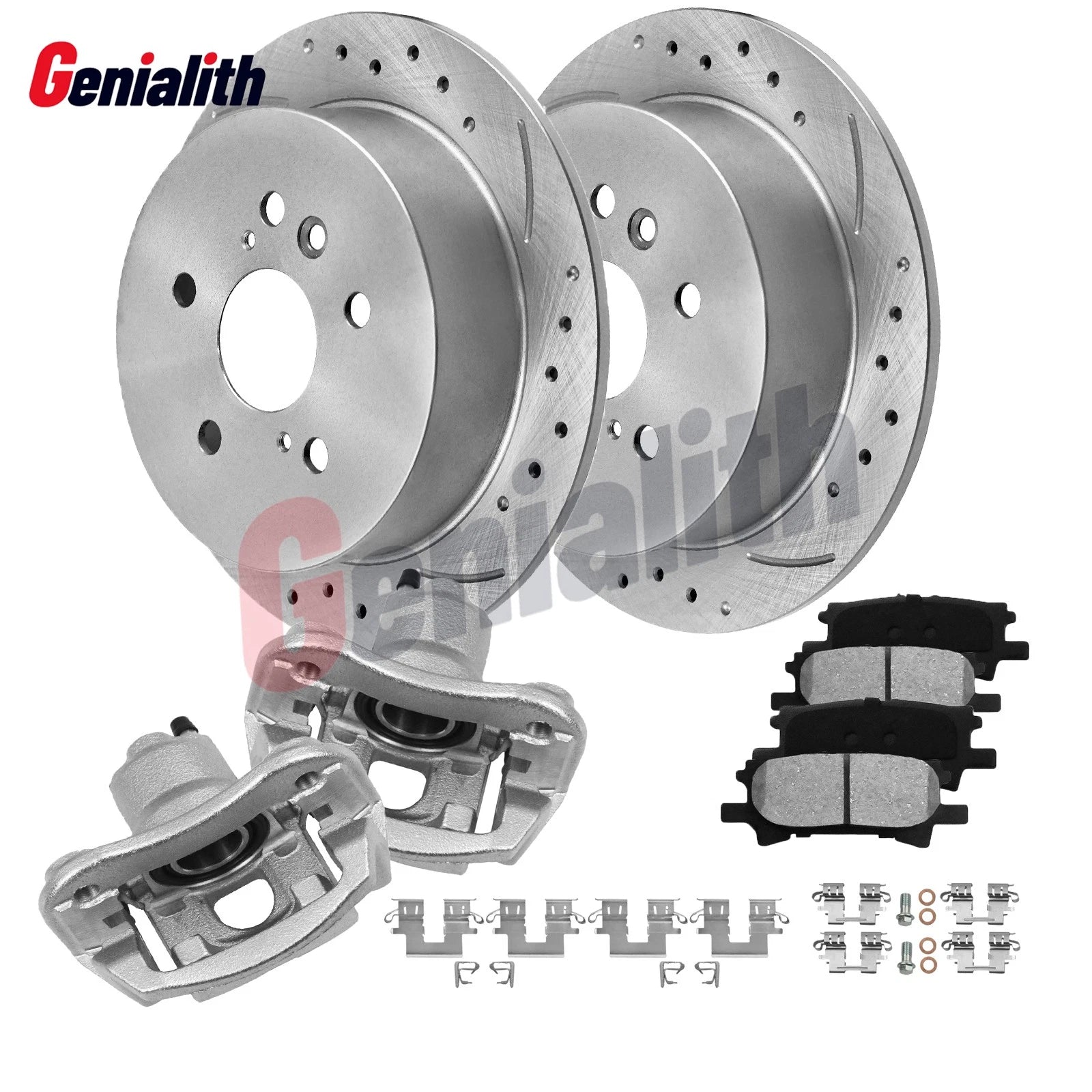 Rear Drilled Rotor Pads Brake Calipers Kit for Toyota Highlander (2006–2007)