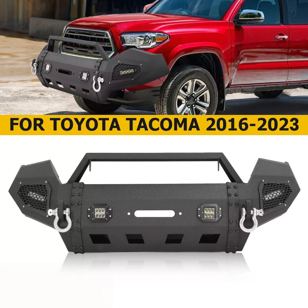 Steel Front Bumper with Winch Plate & LED Lights for Toyota Tacoma (2016–2023)