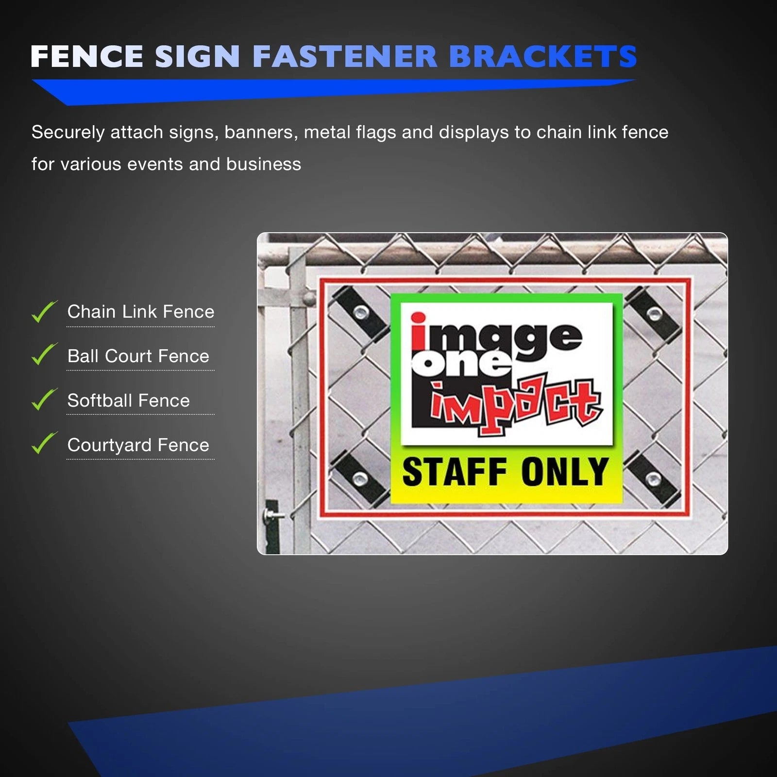 Chain Link Fence Sign Clips Mount Bracket Fasteners for Standard Fence