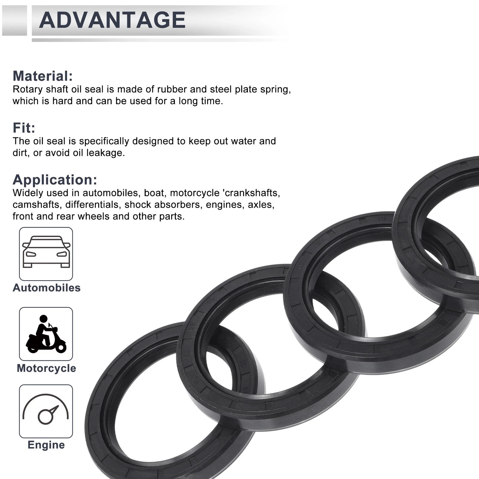Set of 5 Oil Seal Rotary Shaft Seal NBR Rubber 50x68x10mm