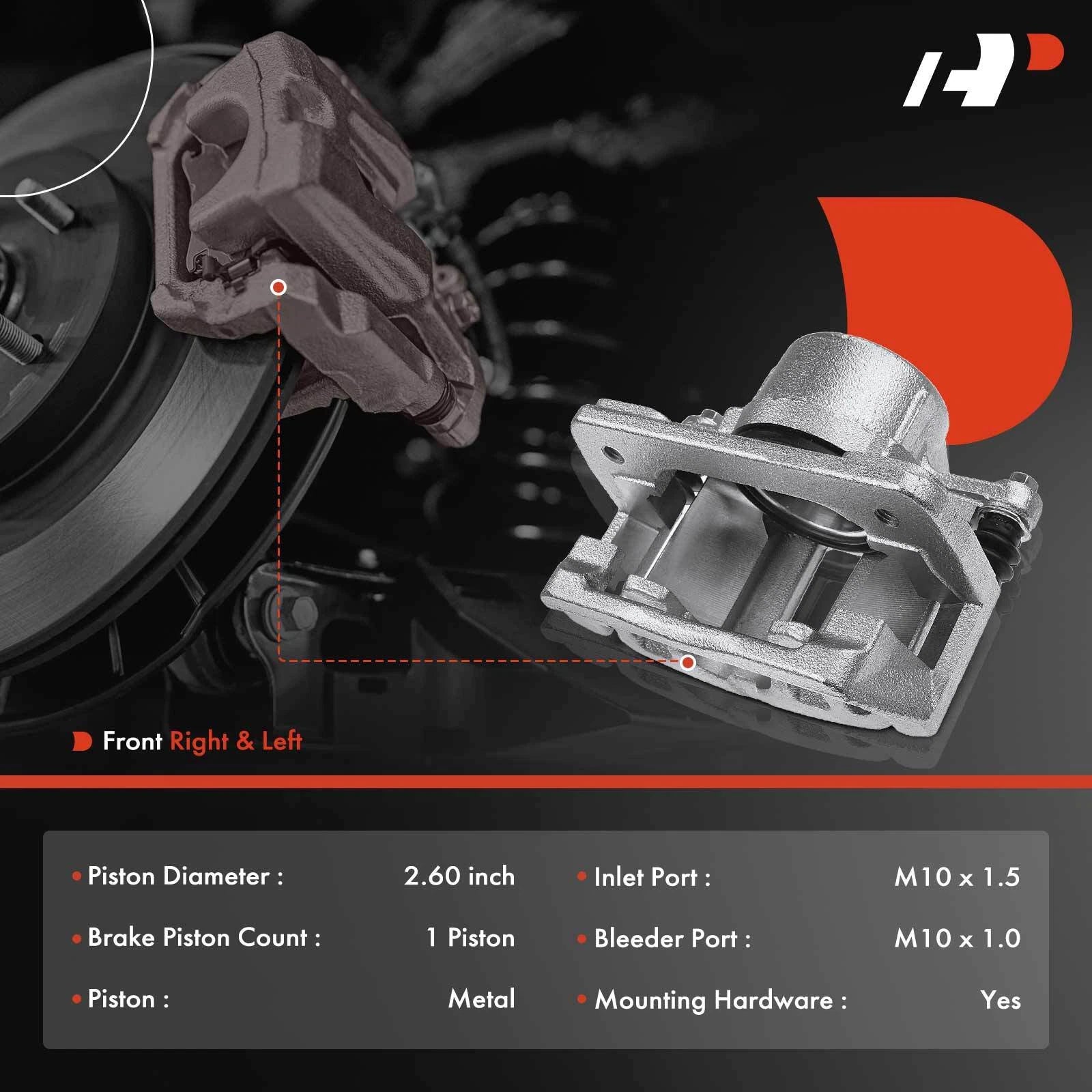 Pair Front Brake Calipers with Brackets for Ford Taurus Lincoln Continental (1996-1999)