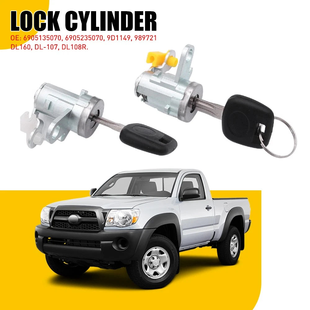 Front Pair Door Lock Cylinders Set with 2 Keys for Toyota Tacoma (1995â2004)