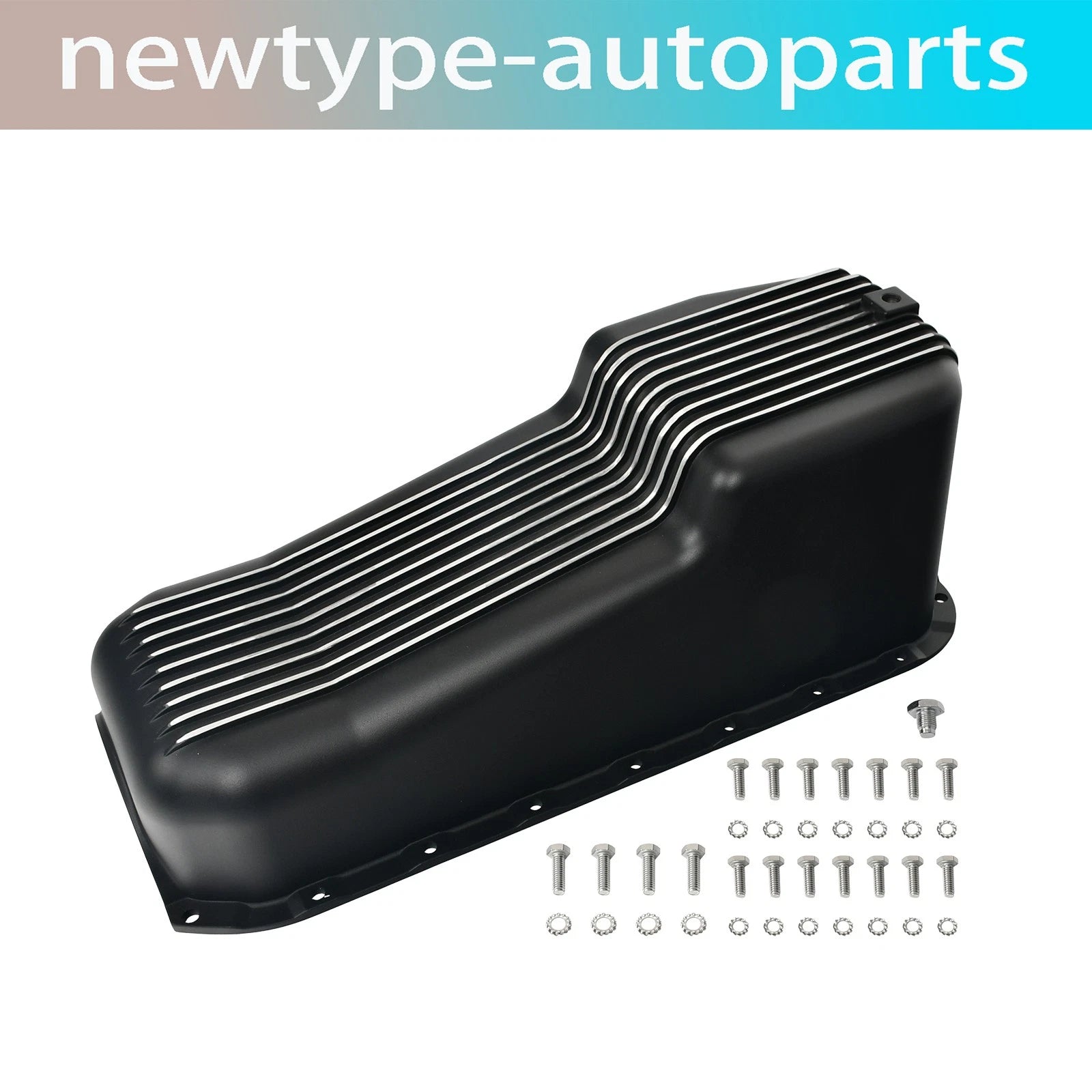 Black Aluminum Finned Oil Pan for Chevy SBC 283 327 350 383 400 (1955–1979)