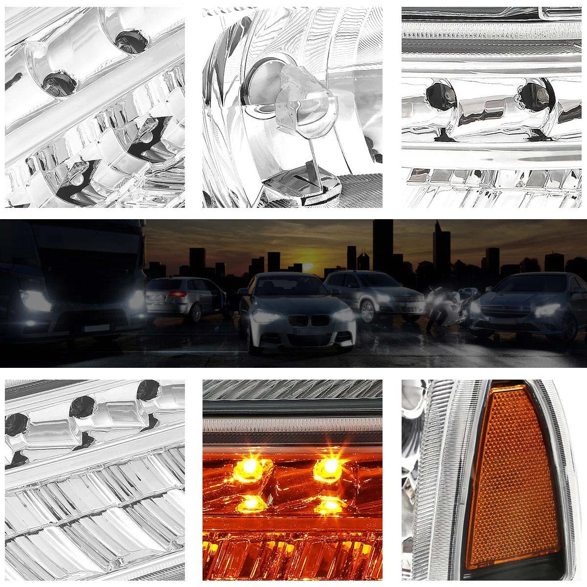 Headlight with Turn Signal Lamp for Ford F-250/350 (1999–2004) Chrome Housing