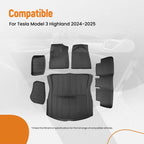 TPE Floor Mats for Tesla Model 3 (2024–2025) All-Weather Waterproof