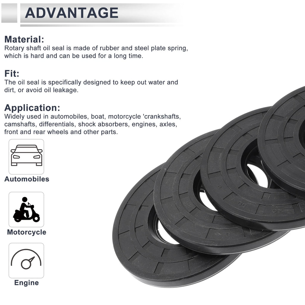 Set of 5 Oil Seal Rotary Shaft Seal Nitrile Rubber 40x90x8mm