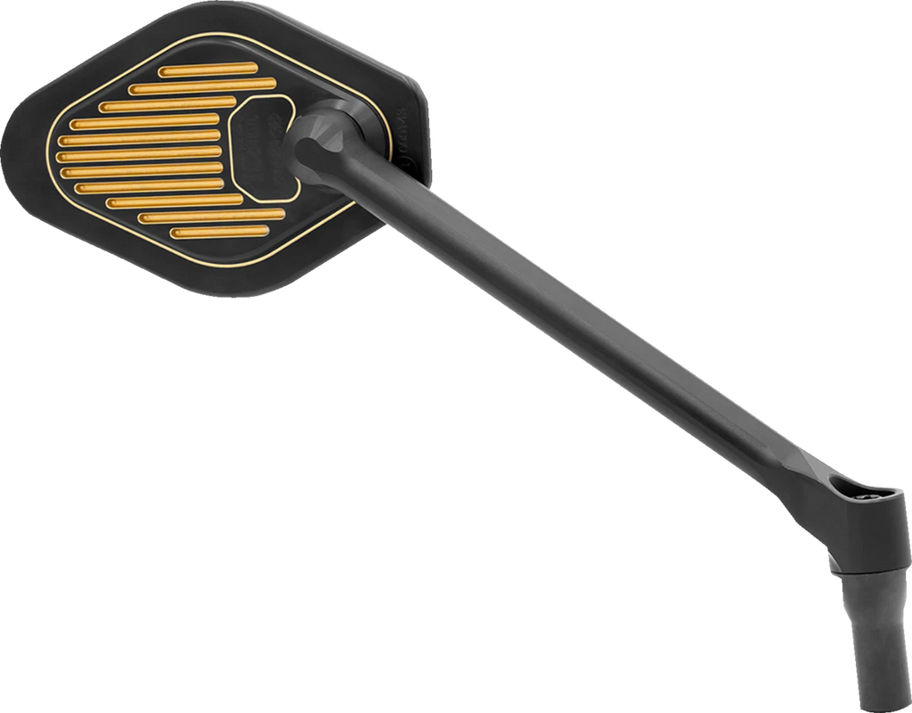 Adjustable Mirror for Drag Specialties (Right, Black/Gold, Long Stem)
