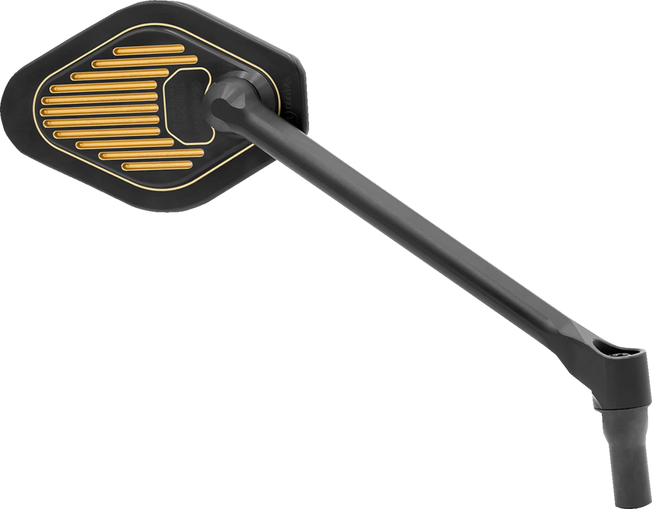 Adjustable Mirror for Drag Specialties (Right, Black/Gold, Long Stem)