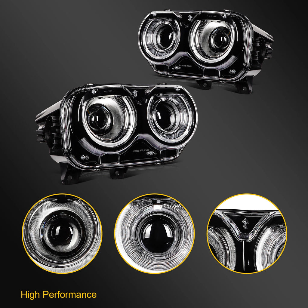 Pair of LED Headlight Assemblies for Dodge Challenger (2015–2022)