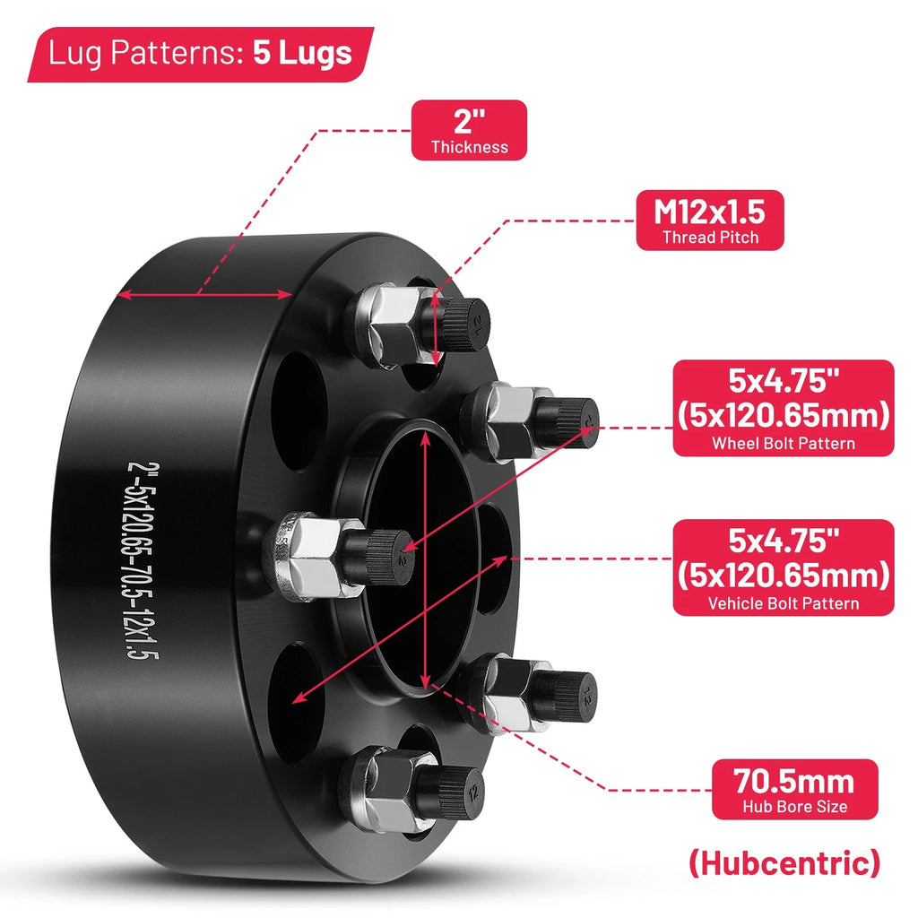 2" Hub Centric Wheel Spacers for Pontiac Firebird & Cadillac (5x4.75) (2010–2010)