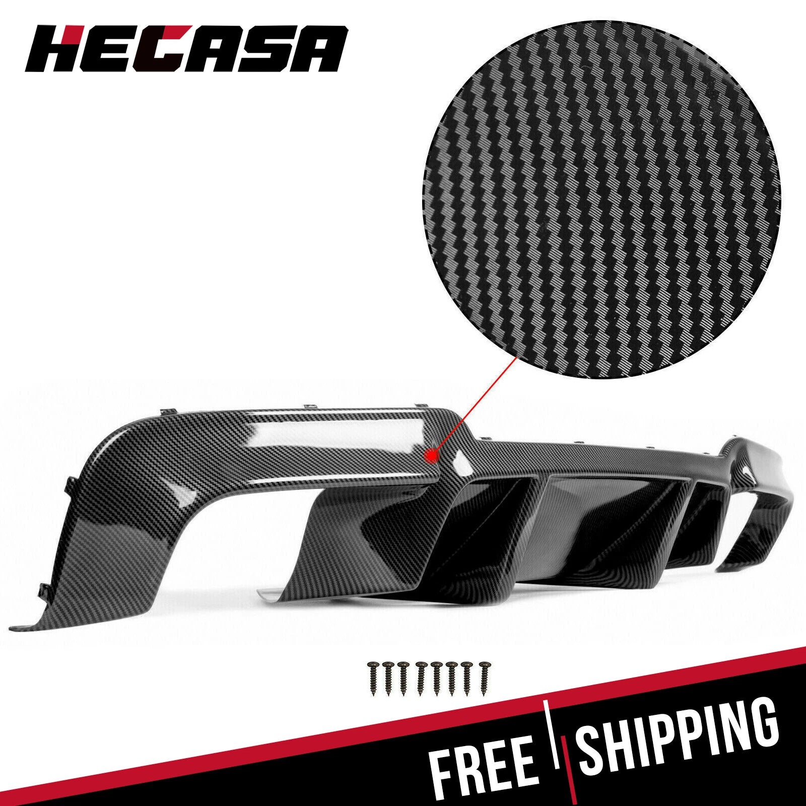Rear Diffuser for BMW F10 M5 (2012-2016) - Carbon Fiber Style Quad Tips