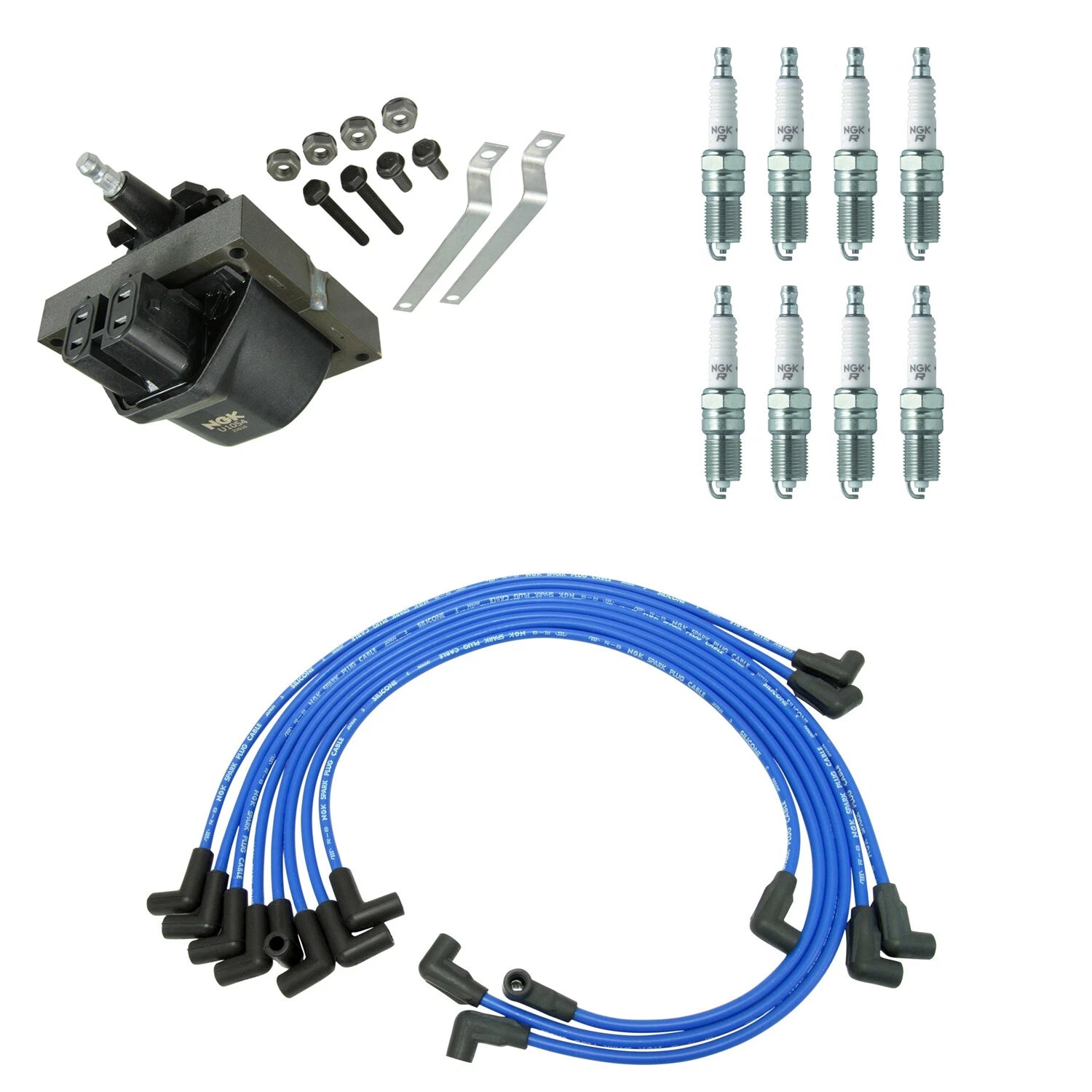NGK Ignition Coil Wires & 8 Nickel Spark Plugs for C2500 K2500 (1996–2000)