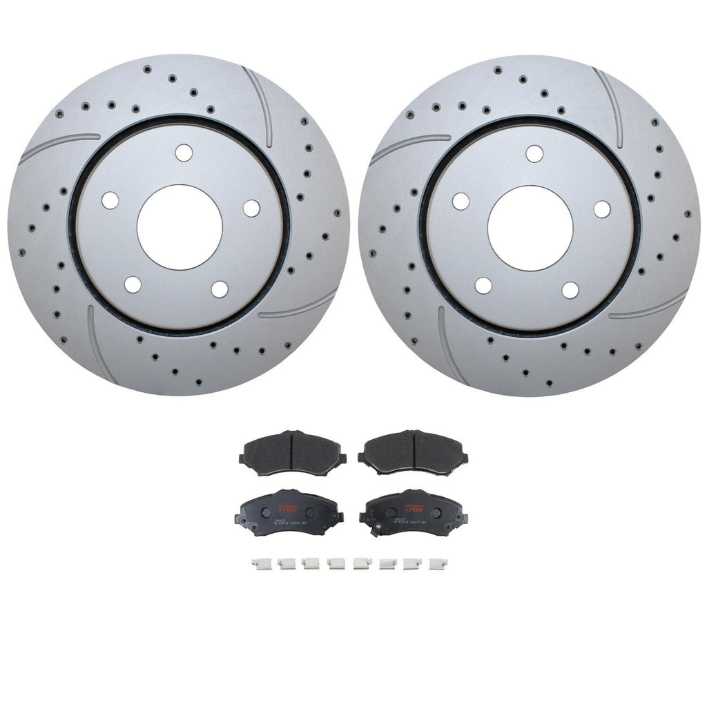 Front Brake Kit 302mm Drill Rotors & TRW Pads for Chrysler Dodge VW