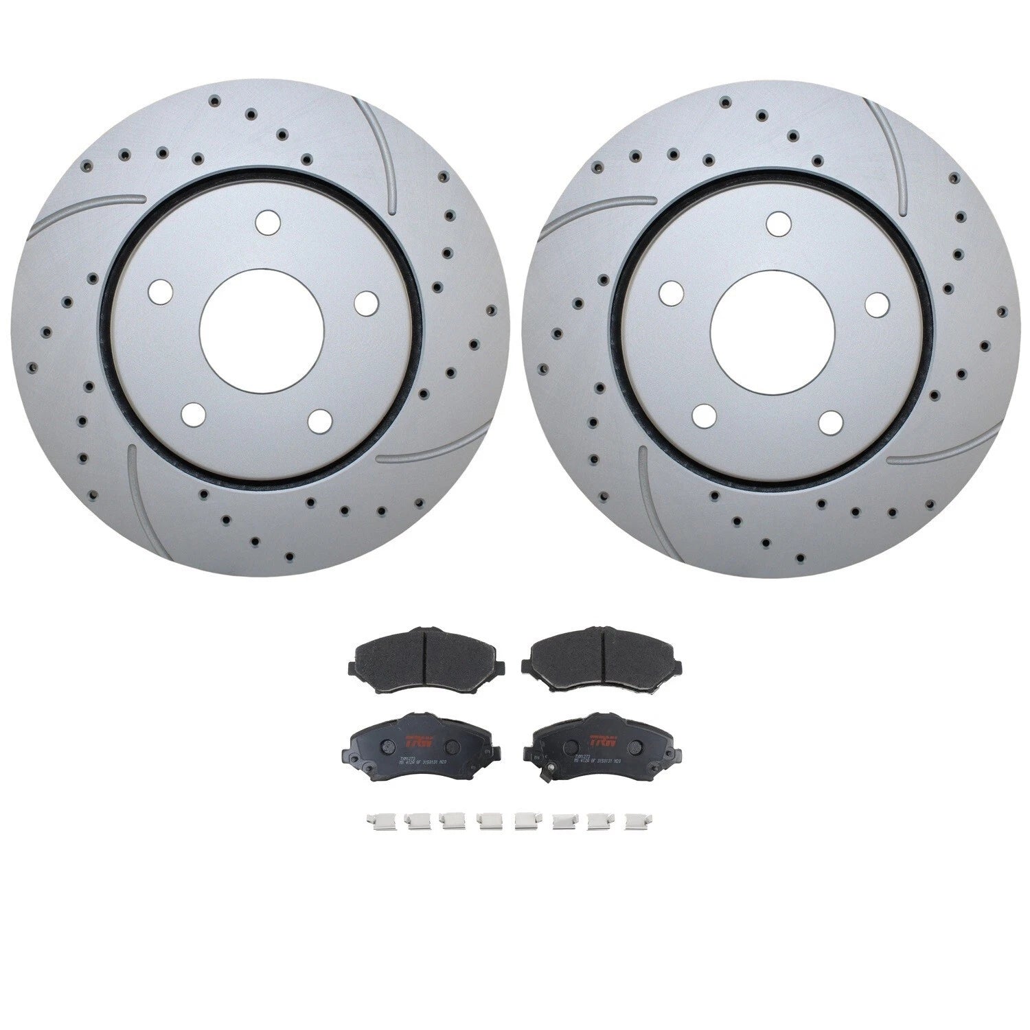 Front Brake Kit 302mm Drill Rotors & TRW Pads for Chrysler Dodge VW