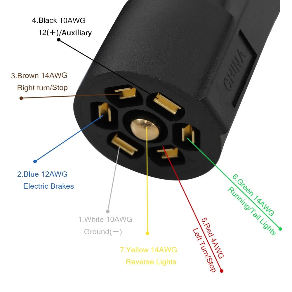 7-Pin 7-Way Trailer Cable Cord for Universal Use (6 FT)