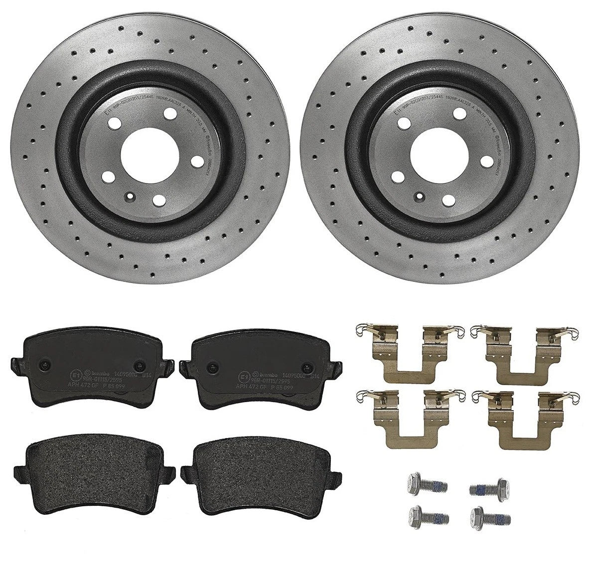 Brembo Rear Brake Kit Drilled Xtra Disc Rotors Low-Met Pads for Audi S4 S5 (2008–2012)